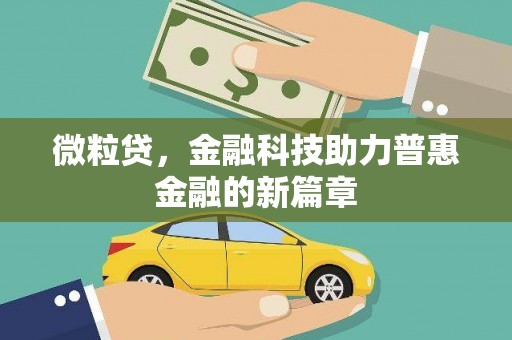 杭州微粒贷，金融科技助力普惠金融的新篇章